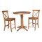 International Concepts Round 36 in Round Extension Dining Table with 2 X-Back Stools, Distressed Oak, 36 in W, 48 in L K42-36RXT-27B-S6132-2 - alternate 1